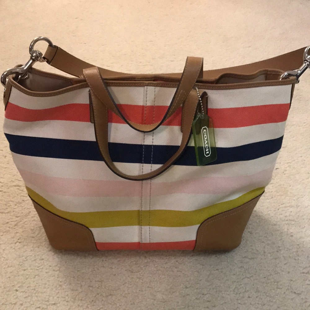 Coach canvas striped bag